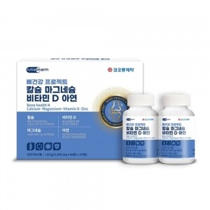 코오롱제약 뼈건강 프로젝트 칼슘 마그네슘 비타민D 아연 1,000mg×60정×2병(120g)/2개월분