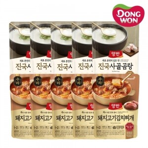 동원 양반 수라 돼지고기 김치찌개 460g X 5개 + 진국 사골곰탕 500g X 5개